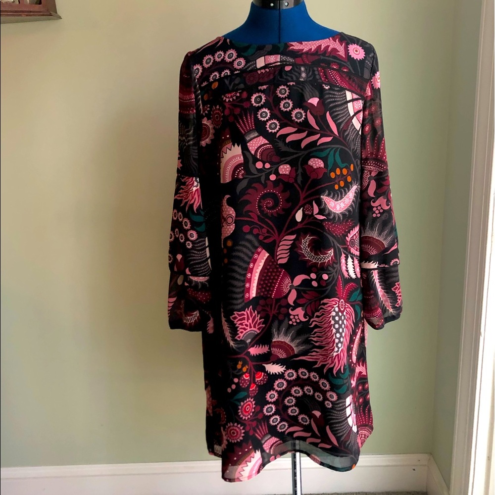 Loft Floral bell sleeve dress